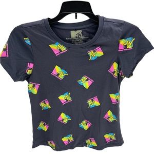 Girl’s MTV Short Sleeve Tee (2020) Size XL Grey Shirt Rainbow Logo